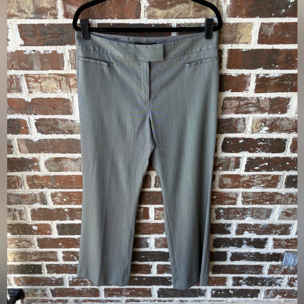 Lafayette 148 New York Gray Wool Stretch Straight Leg Trouser Pants Size 10